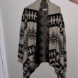 Black and Cream Geometric Cardigan Sweater